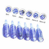 کارتریج میکرونیدلینگ آبی دکترپن روی پوست صورت – درمان آکنه و لکه با سوزن تیتانیومی قابل تنظیم