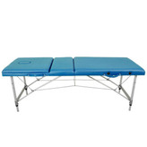 ست تخت ماساژ چمدونی آبی پرتابل ۱۸ کیلو با صندلی چرخدار، زیرپایی و رول ملحفه